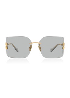 Miu Miu - Runway Rimless Square-Frame Metal Sunglasses - Grey - OS - Moda Operandi