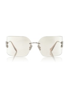Miu Miu - Runway Rimless Square-Frame Metal Sunglasses - Silver - OS - Moda Operandi