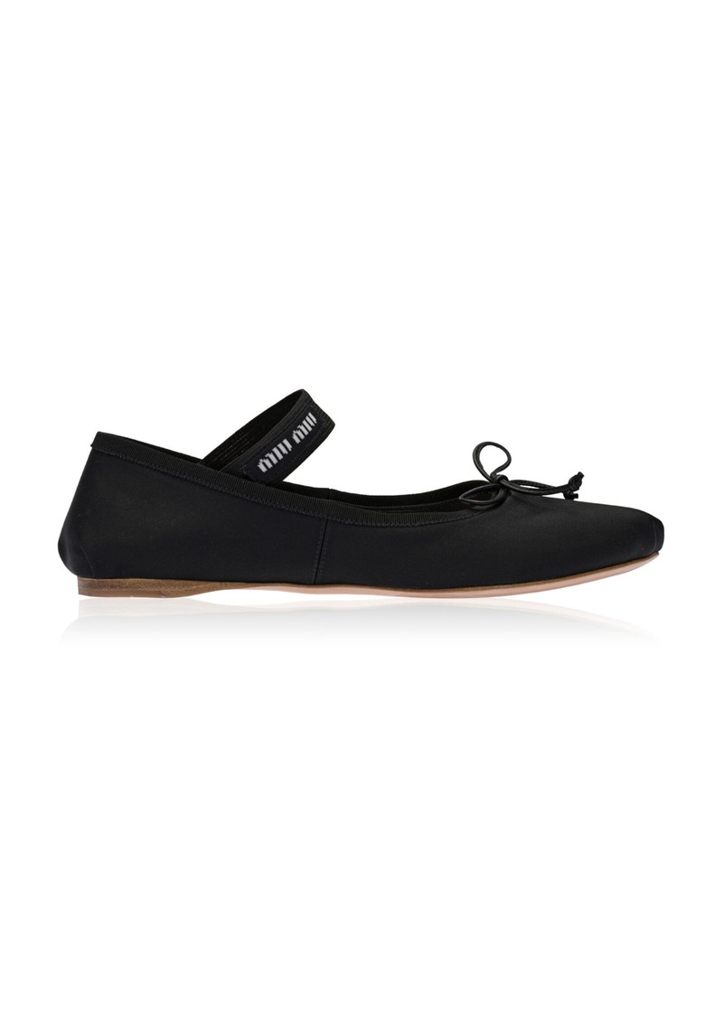 Miu Miu - Satin Ballerina Flats - Black - IT 37.5 - Moda Operandi