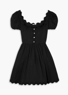 Miu Miu - Scalloped crystal-embellished cotton-poplin mini dress - Black - IT 44