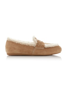 Miu Miu - Shearling Penny Loafers - Tan - IT 39 - Moda Operandi