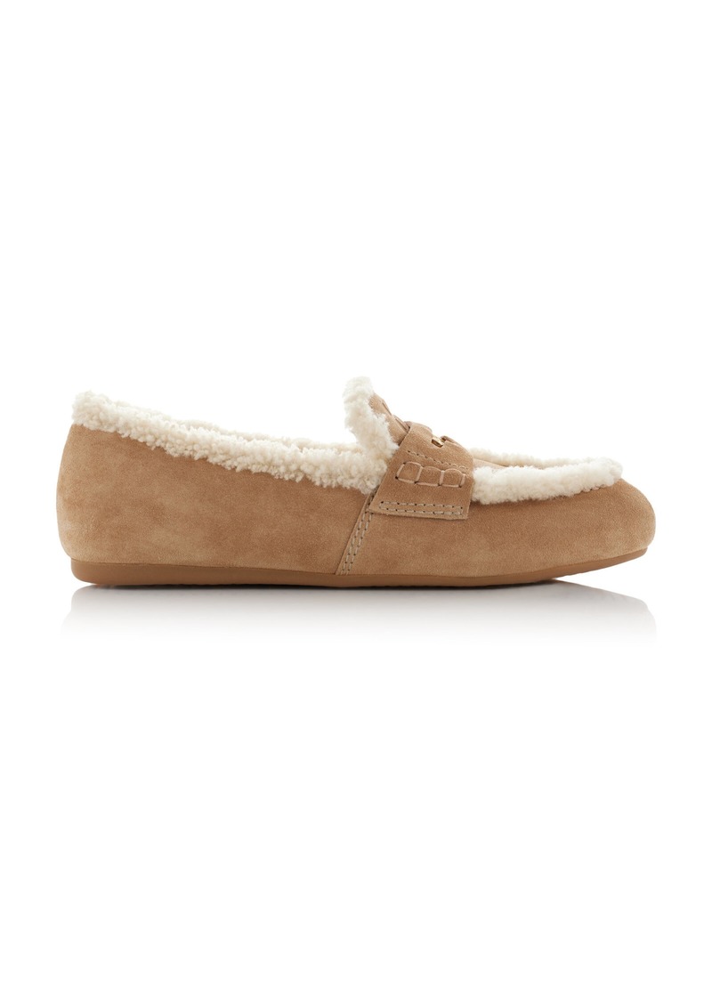 Miu Miu - Shearling Penny Loafers - Tan - IT 37 - Moda Operandi