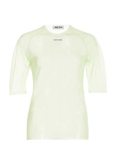 Miu Miu - Sheer-Knit T-Shirt - Green - IT 40 - Moda Operandi