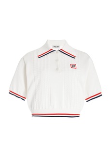Miu Miu - Silk-Cotton Polo Sweater - White - IT 40 - Moda Operandi