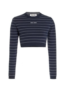 Miu Miu - Striped Knit Crop Top - Blue - IT 40 - Moda Operandi