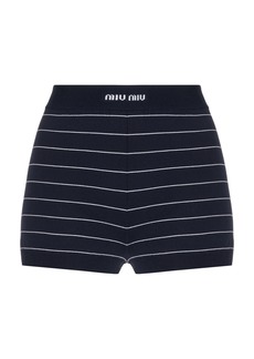 Miu Miu - Striped Knit Mini Shorts - Blue - IT 40 - Moda Operandi