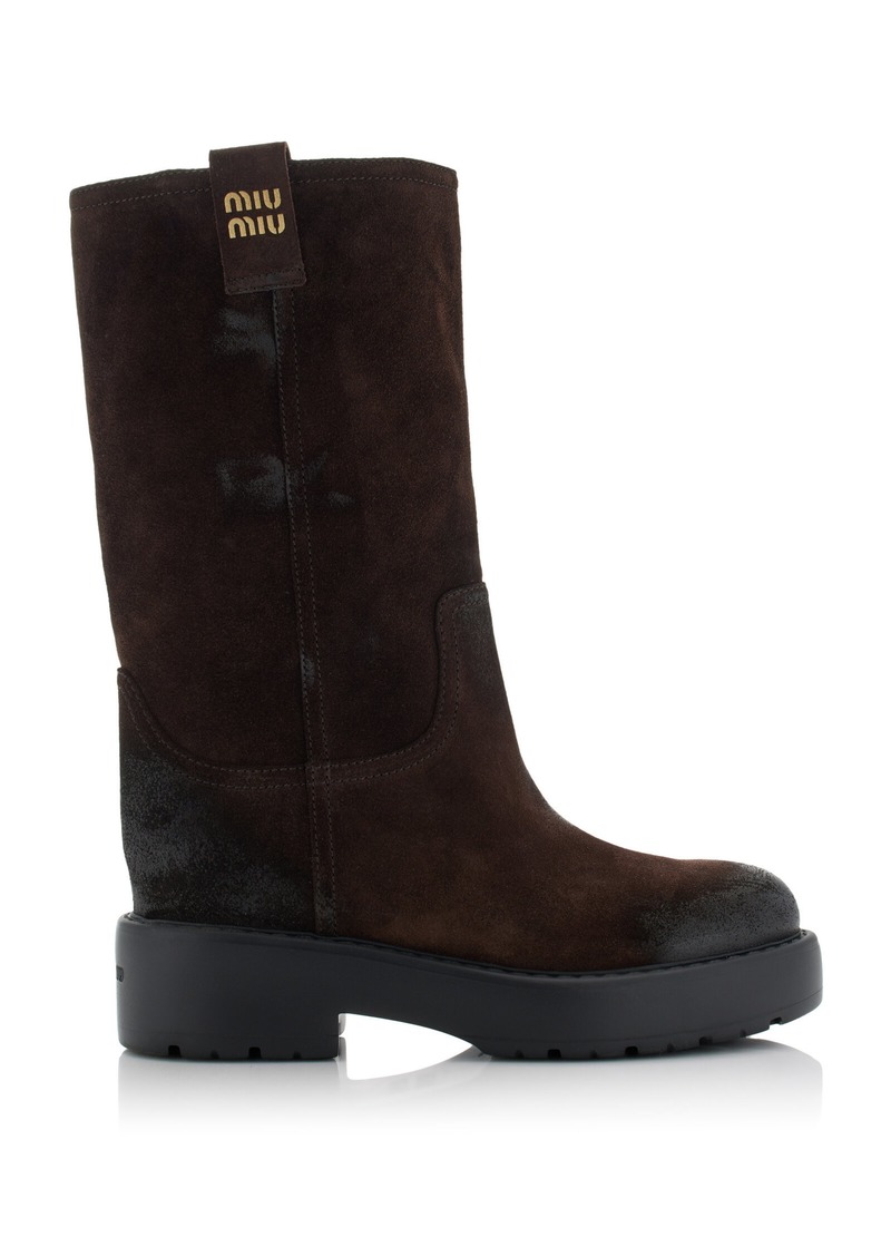 Miu Miu - Suede Knee Boots - Brown - IT 40 - Moda Operandi