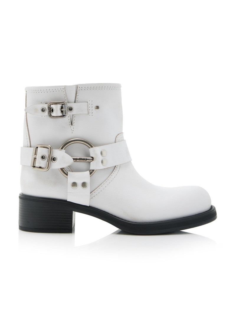 Miu Miu - Tronchetti Leather Ankle Boots - White - IT 39 - Moda Operandi