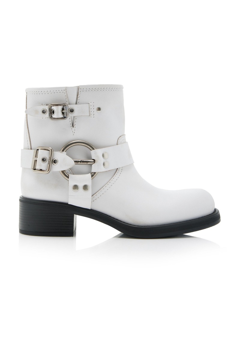 Miu Miu - Tronchetti Leather Ankle Boots - White - IT 39.5 - Moda Operandi