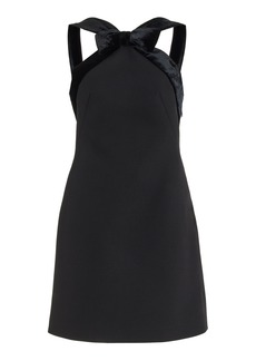 Miu Miu - Velvet-Trimmed Crepe Open-Back Mini Dress - Black - IT 38 - Moda Operandi