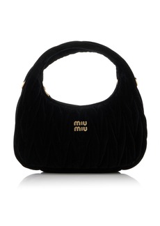 Miu Miu - Wander Quilted Velvet Shoulder Bag - Black - OS - Moda Operandi