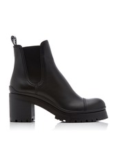 Miu Miu - Women's Calf Leather Heeled Chelsea Boots - Black - Moda Operandi