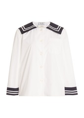 Miu Miu - Women's Cotton-Poplin Sailor Shirt - White - Moda Operandi