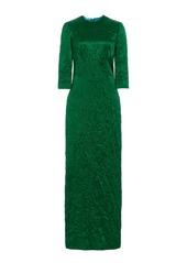 Miu Miu - Women's Crinkled Silk Satin Maxi Dress - Green/gold - Moda Operandi