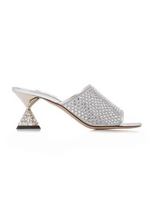 Miu Miu - Crystal-Embellished Leather Mules - Silver - IT 36 - Moda Operandi