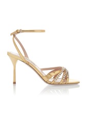 Miu Miu - Women's Crystal-Embellished Strappy Sandals - Gold - Moda Operandi