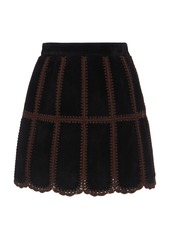 Miu Miu - Women's Patchwork Suede Mini Skirt - Black - Moda Operandi