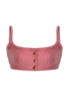 Miu Miu - Wool Boucle Cropped Top - Pink - IT 36 - Moda Operandi