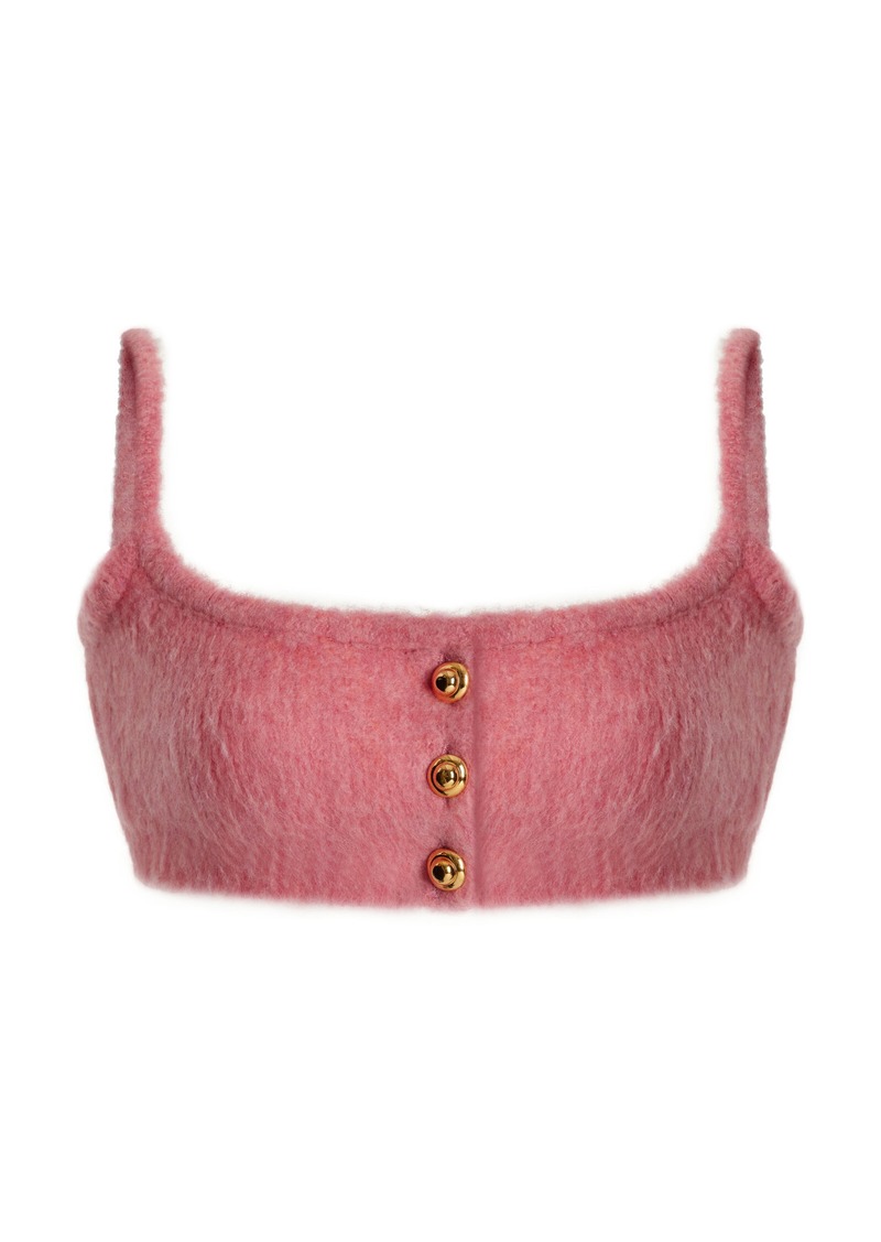 Miu Miu - Wool Boucle Cropped Top - Pink - IT 38 - Moda Operandi