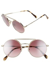 Miu Miu 50mm Round Crystal Embellished Aviator Sunglasses in Pale Gold/Pink Grad Mirr at Nordstrom