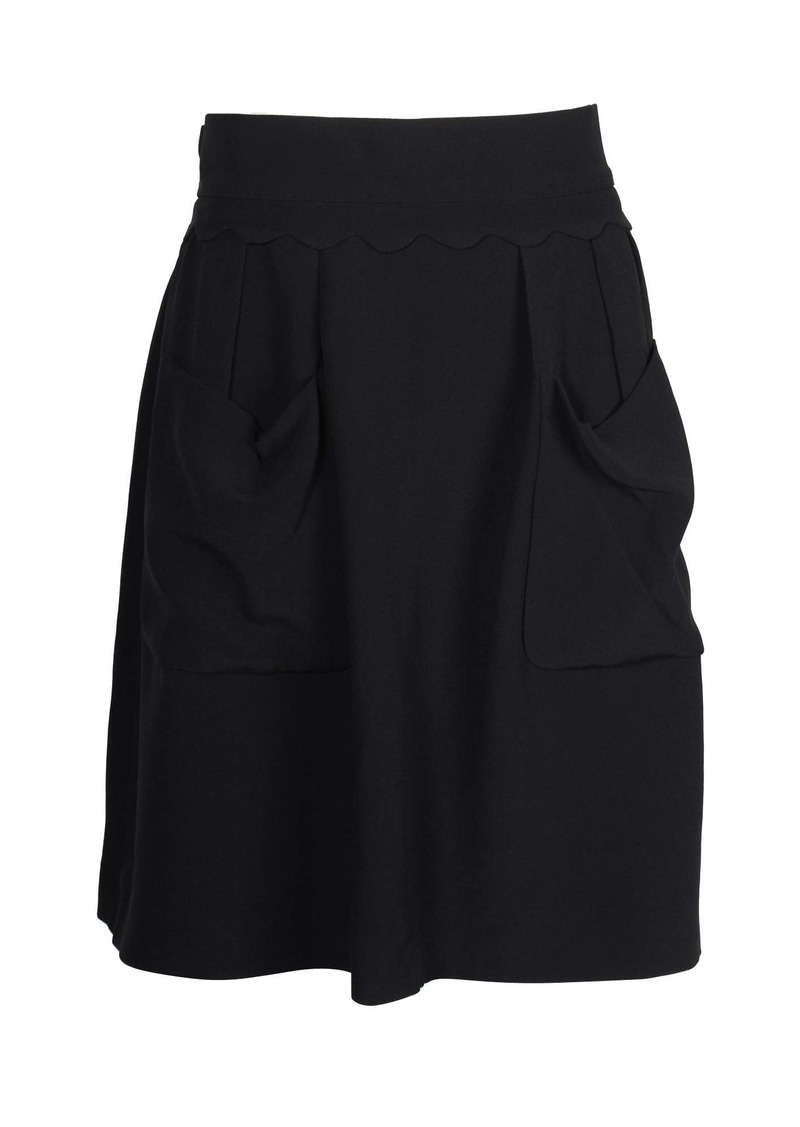 Miu Miu A-Line Mini Skirt in Navy Blue Acetate