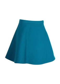Miu Miu A-line Mini Skirt in Teal Wool