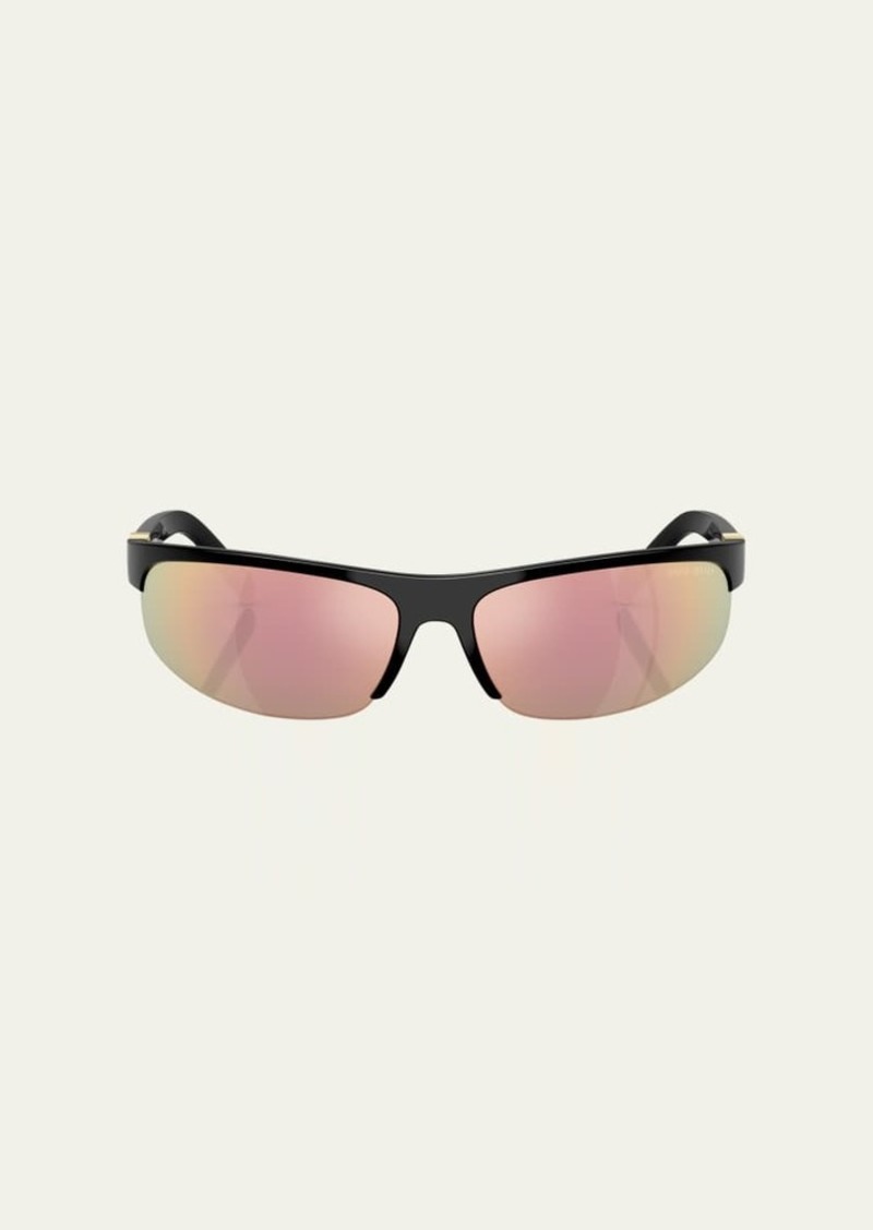 Miu Miu A02S Semi-Rimless Oval Plastic Sunglasses