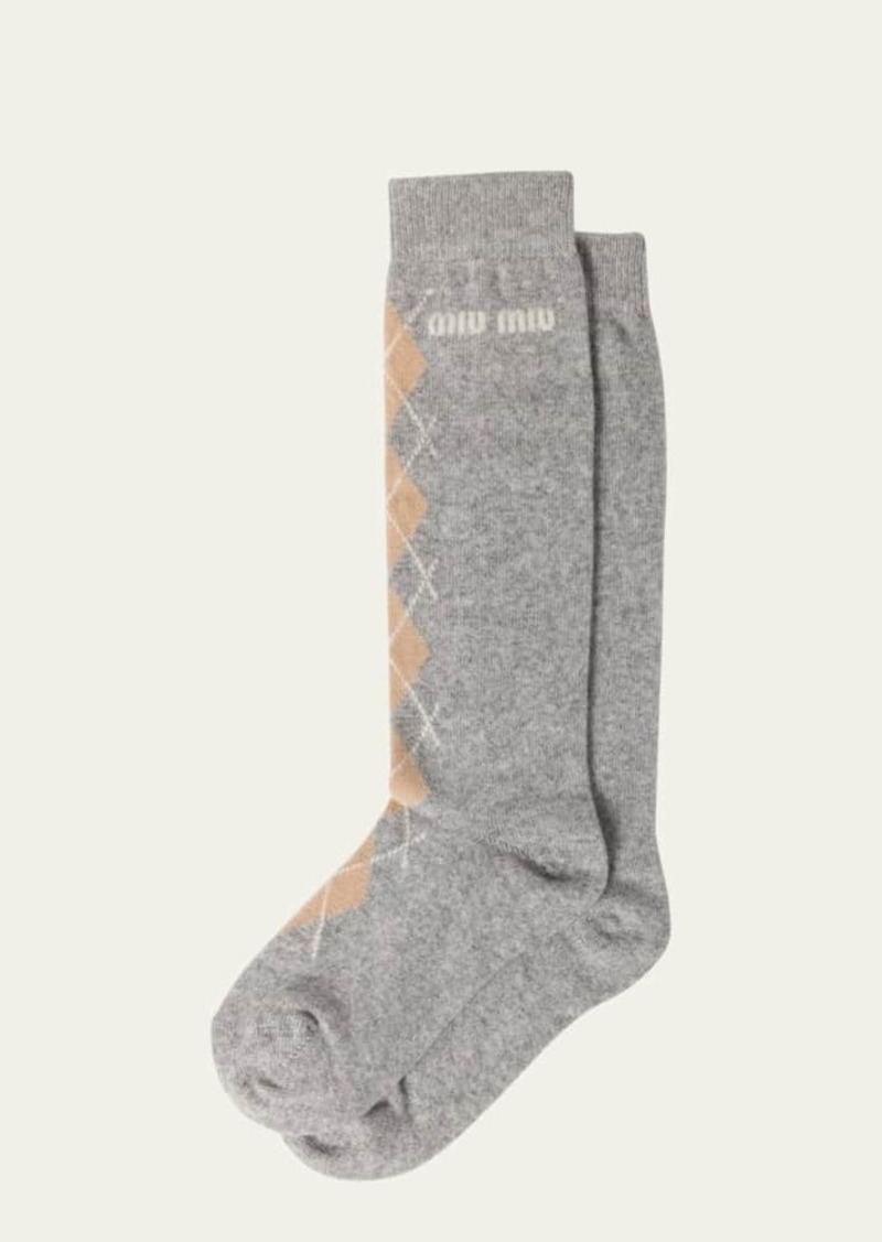 Miu Miu Argyle Pattern Wool Cashmere Socks