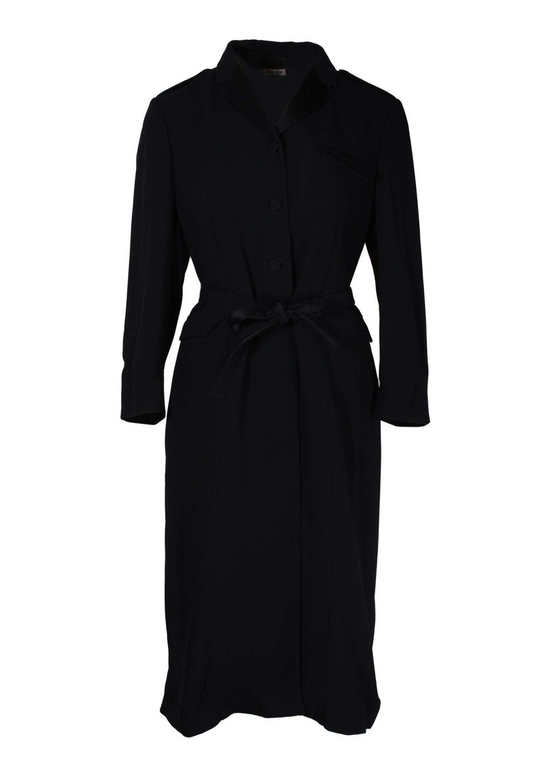 Miu Miu Belted Coat in Black Acetate