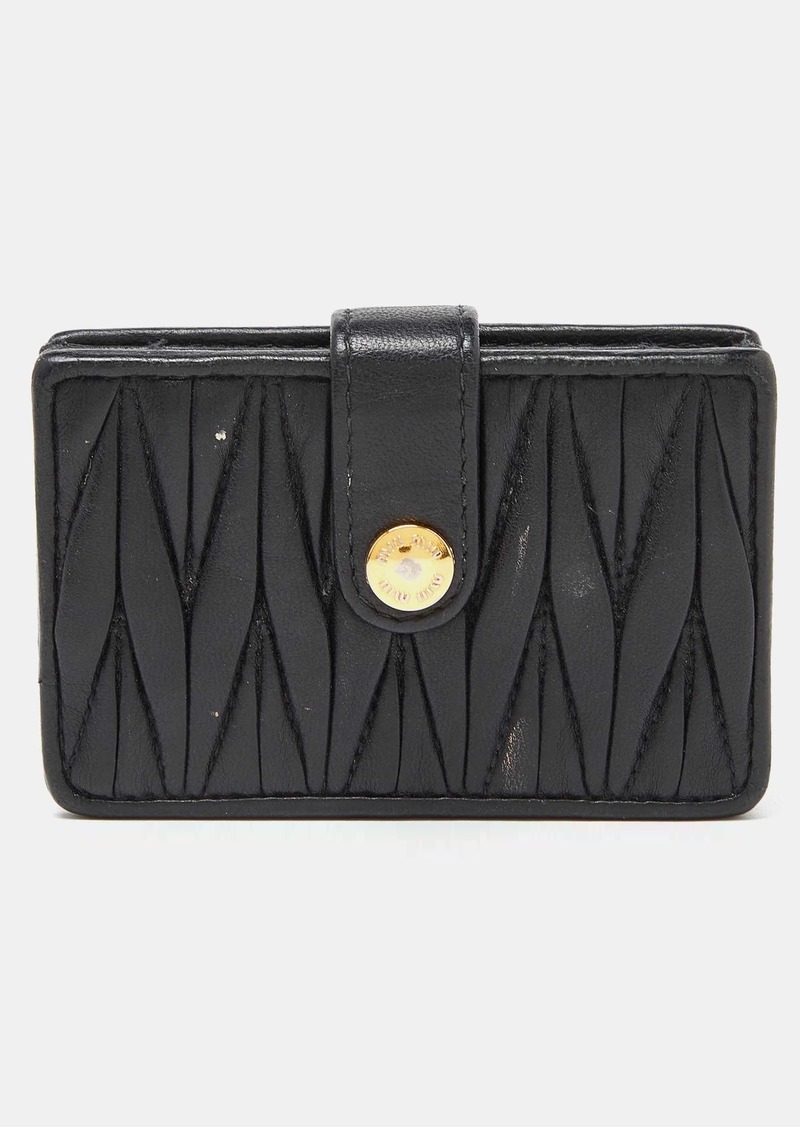 Miu Miu Black Matelassé Leather Card Case