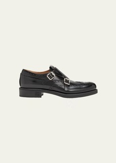 Miu Miu Brogue Leather Double Monk Loafers