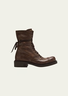 Miu Miu Calfskin Cap-Toe Combat Boots