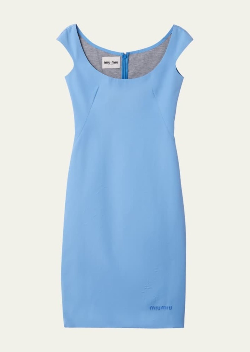 Miu Miu Cap-Sleeve Poplin Dress