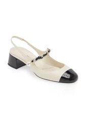 Miu Miu Chain Strap Slingback Cap Toe Pump