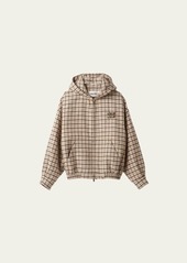 Miu Miu Check Hooded Cropped Wool Jacket