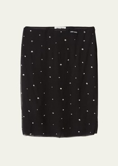 Miu Miu Chiffon Crystal Low-Waist Tube Skirt
