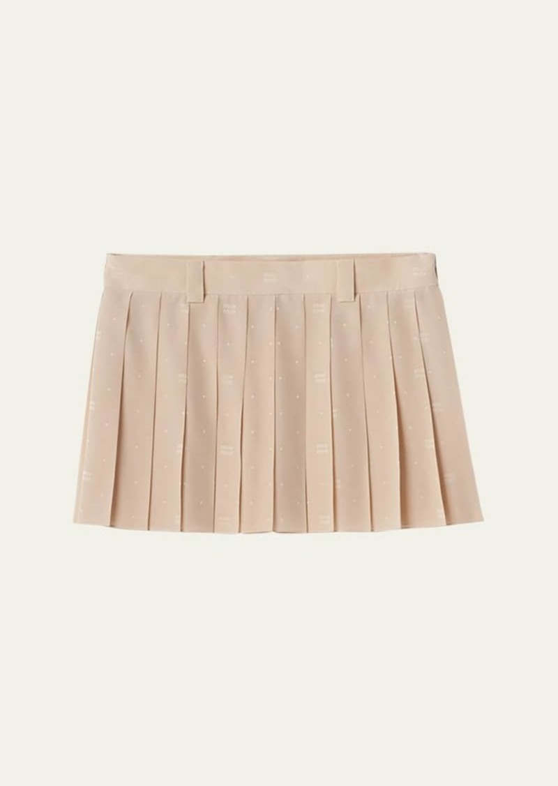 Miu Miu Crepe de Chine Pleated Mini Skirt