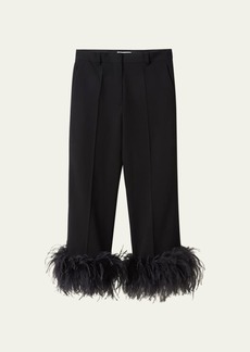 Miu Miu Cropped Feather-Cuff Pants