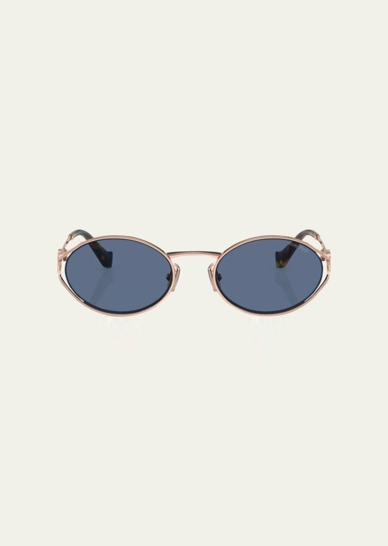 Miu Miu Cut-Out Metal & Plastic Oval Sunglasses