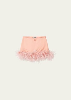 Miu Miu Feather-Trim Mini Skirt