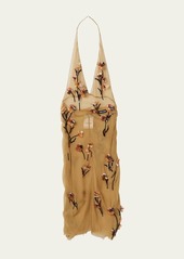 Miu Miu Floral-Embellished Chiffon Halter Dress