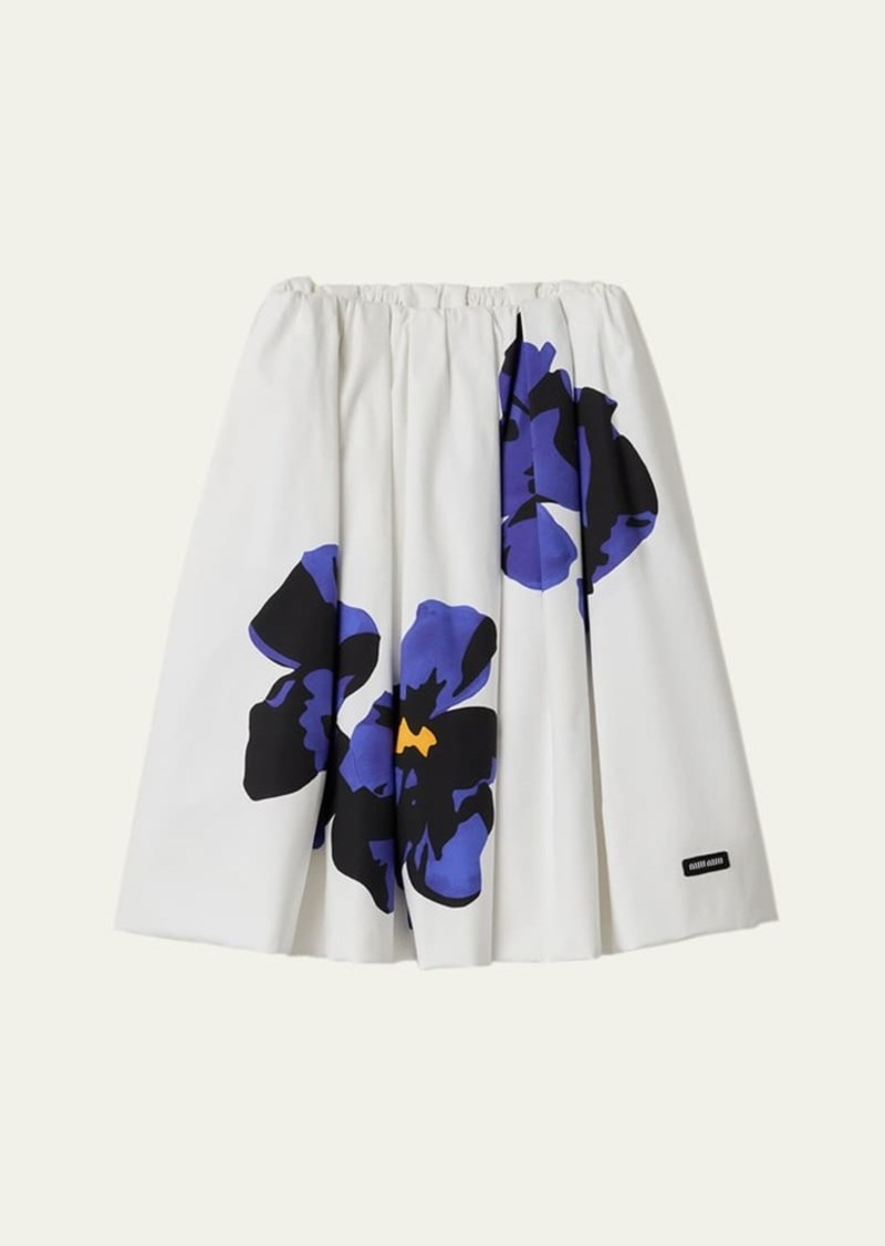 Miu Miu Floral Poplin and Jersey Skirt