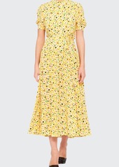 MIU MIU Bow-detailed floral-print jacquard mini dress