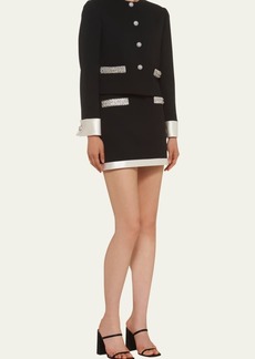 Miu Miu Glass-Embellished Wool Mini Skirt
