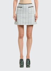 Miu Miu Gonne Tweed Plaid Mini Skirt w/ Patch Pockets