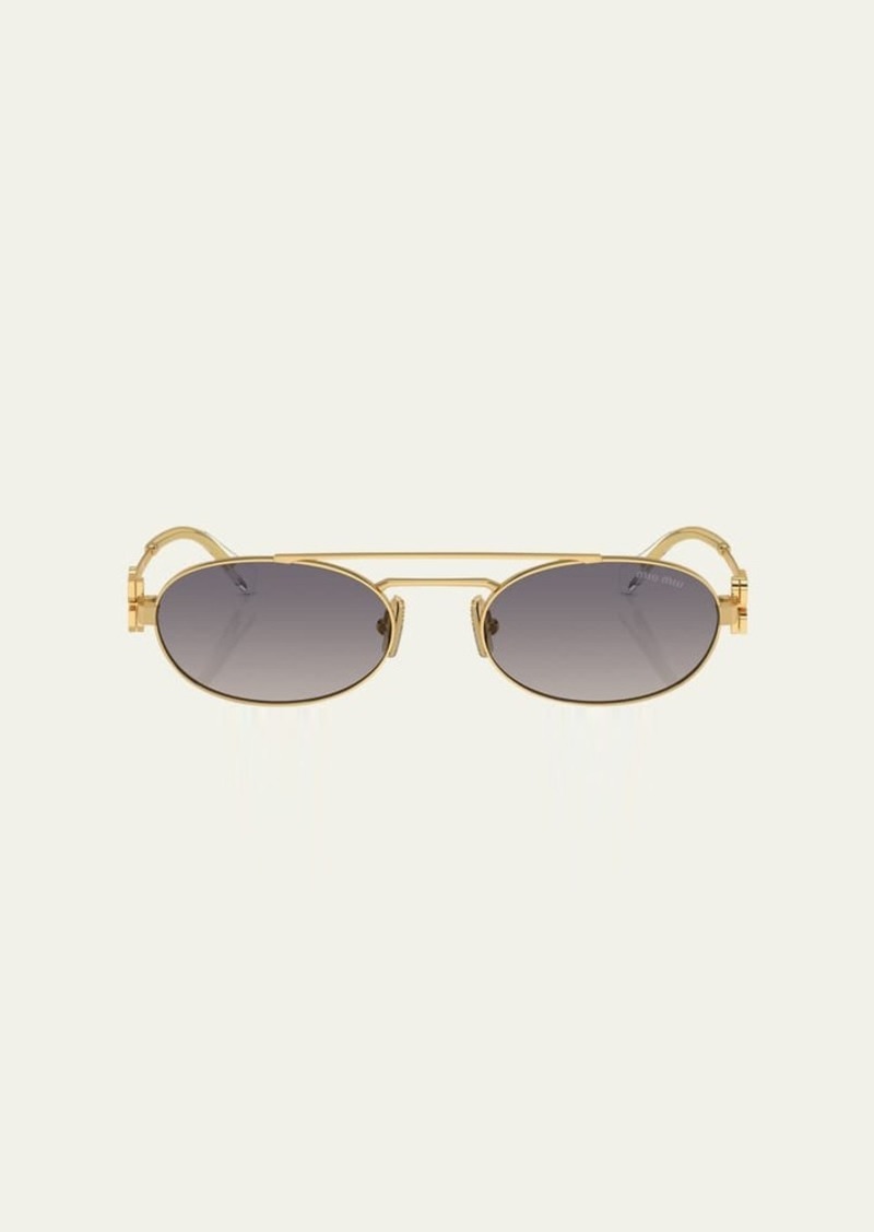 Miu Miu Gradient Metal Oval Sunglasses