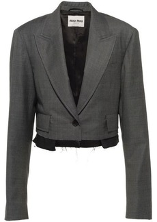 MIU MIU grisaille cropped single-breasted blazer
