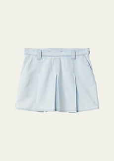 Miu Miu Large Pleated Short Chambray Skirt