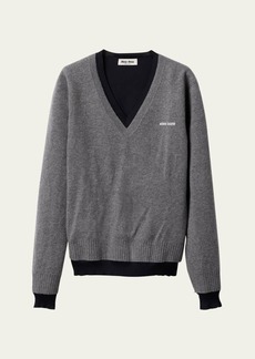 Miu Miu Layered  V-Neck Oversized Cashmere Sweater