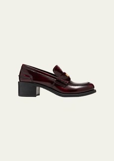 Miu Miu Leather Heeled Penny Loafers